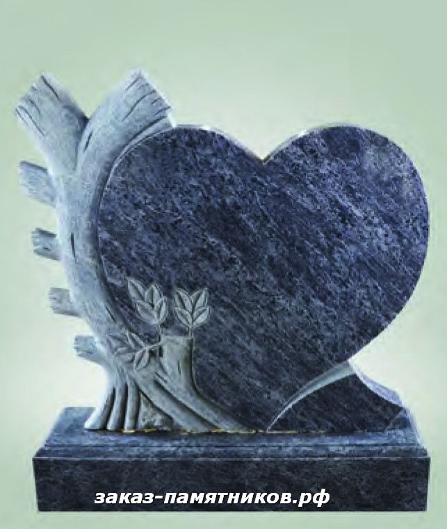 Памятник из гранита в виде сердца с деревом 17 фото